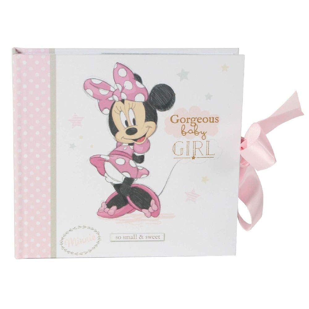 Happy Homewares Disney Gorgeous Baby Girl Minnie Photo Album With Pink Ribbon - 50 Pictures - Officially Licensed