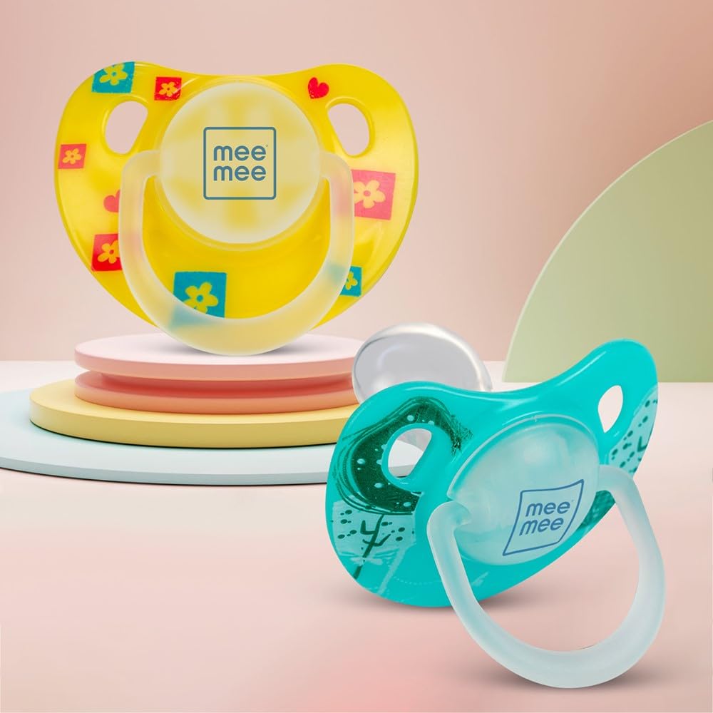 Mee Mee Baby Silicone Pacifier | Orthodontic Nipple For Oral Stimulation | Unique Shape To Support Psychological Breathing | Soo