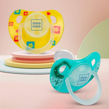 Mee Mee Baby Silicone Pacifier | Orthodontic Nipple For Oral Stimulation | Unique Shape To Support Psychological Breathing | Soo