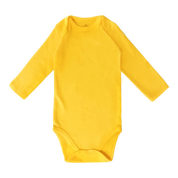 Romperinbox Unisex Solid Baby Bodysuit 0-24 Months (0-3 Months, Yellow Long Sleeve)