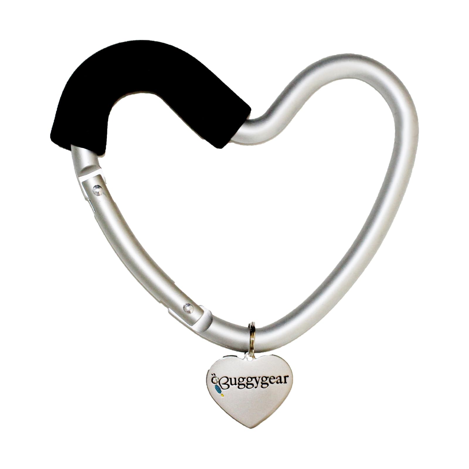 BUGGY HEART HOOK by BUGGYGEAR - The Perfect Way to Carry Your Baby Diaper Bag - Use Buggy Gear Heart Hook on Your Stroller Handl