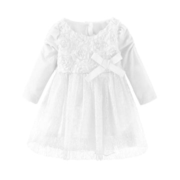 Mud Kingdom Baby Girl Wedding Dress 6 Months White Lace Long Sleeve