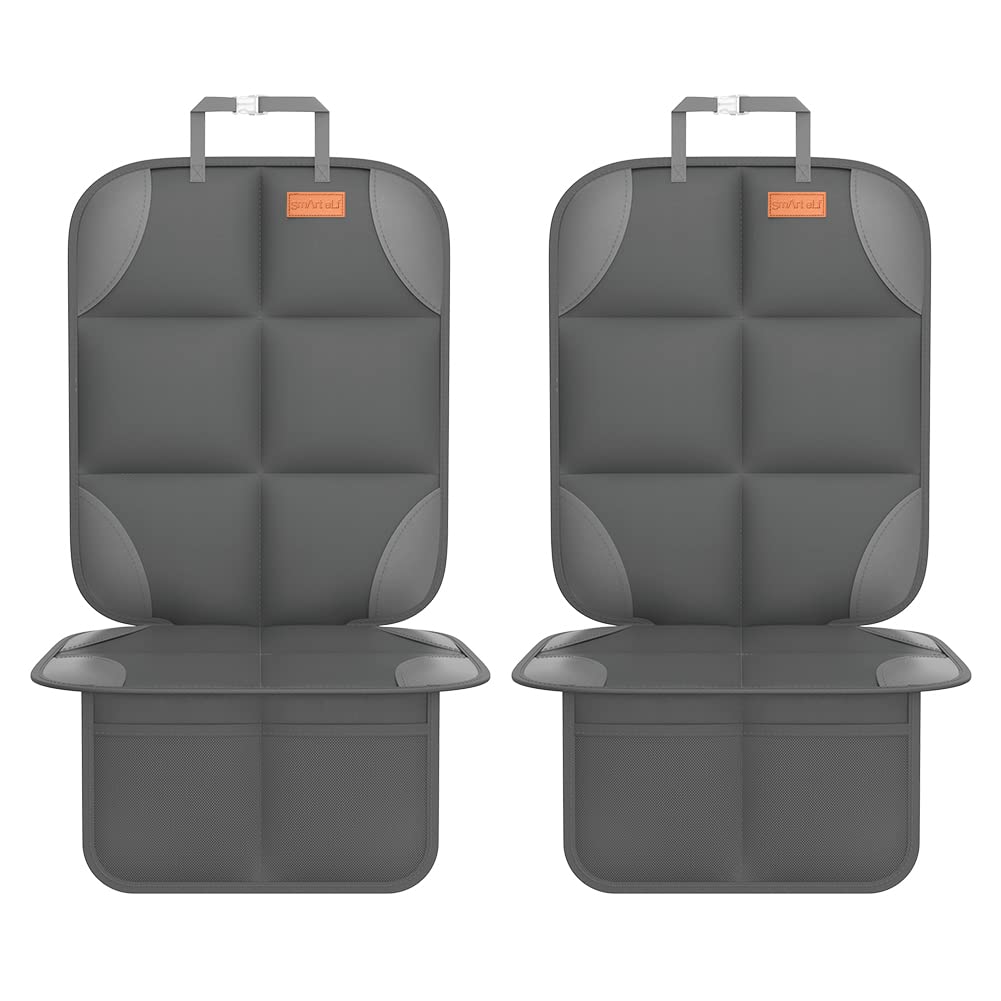 Smart Elf Car Seat Protector For Child Car Seat - Waterproof 600D Fabric Baby Seat Protectors For Non-Slip Backing Mesh Pockets