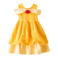 Dressy Daisy Beauty Princess Costume for Little Girls Halloween Birthday Party Dress Up Fancy Outfit Yellow Size 6 7