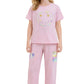 SPORTKING Girls Printed Night Suit Set | Cotton Blend Half Sleeve TShirt & Pajama Set | Soft & Comfortable Sleepwear | Pink (Pi