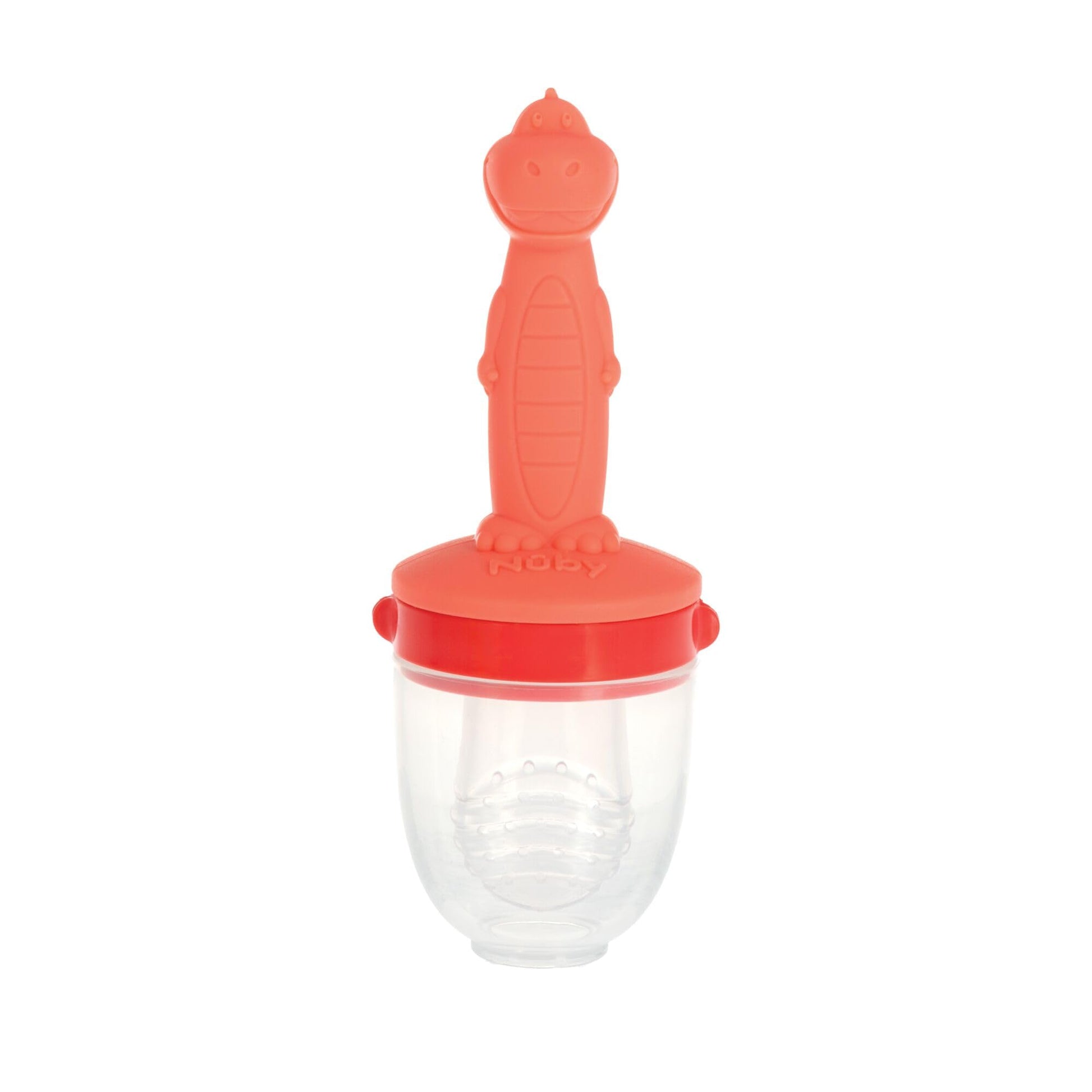 Nuby Silicone Nibbler Feeder for Kids - Soft Baby Feeding and Teething Toy - 10+ Months - Coral Dino