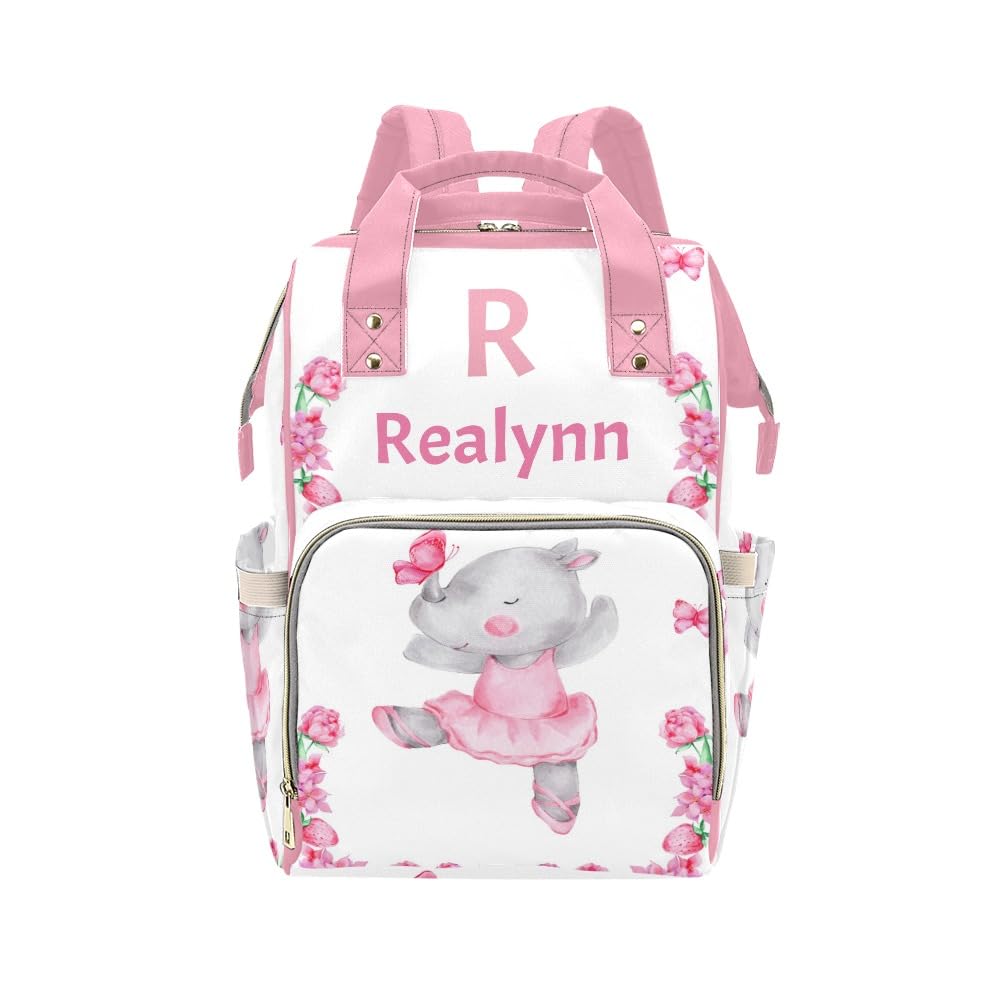 YallLocoMo Custom Diaper Bag Backpack for Girls Boys Kids Cute Rhinoceros Ballerina Gift the Best: Spacious Waterproof Nappy Bag
