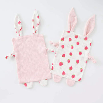 Bunny Security Blanket For Boys And Girls,Cotton Soft Breathable Muslin Soothing Towel Appeasing Toy For Infant,Newborn Gift,2 P