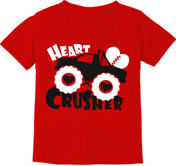 Boys Valentine'S Day T-Shirt Heart Crusher Monster Truck Shirt Kids Short Sleeve Cotton Fashion Tops For Size 6 Years