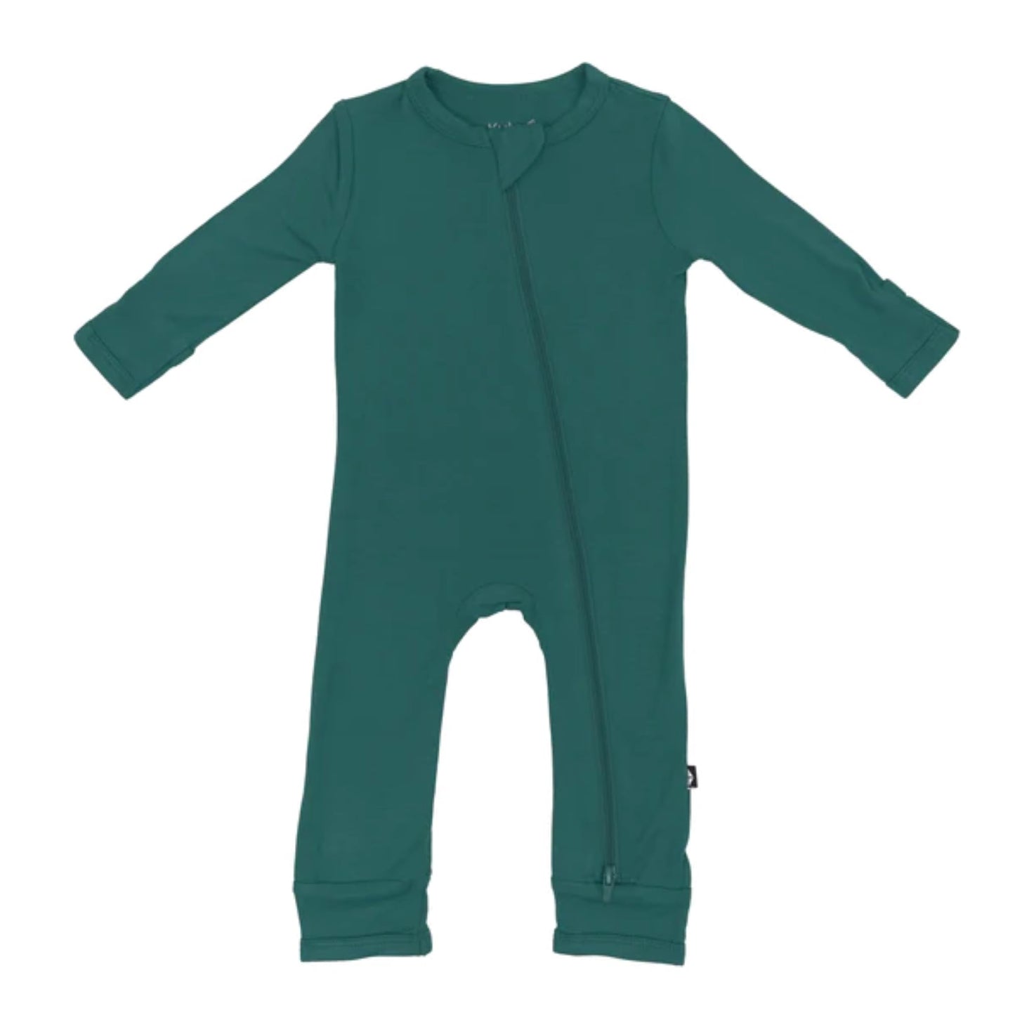 KYTE BABY Soft Bamboo Rayon Rompers, Zipper Closure, 0-24 Months (Newborn, Emerald)