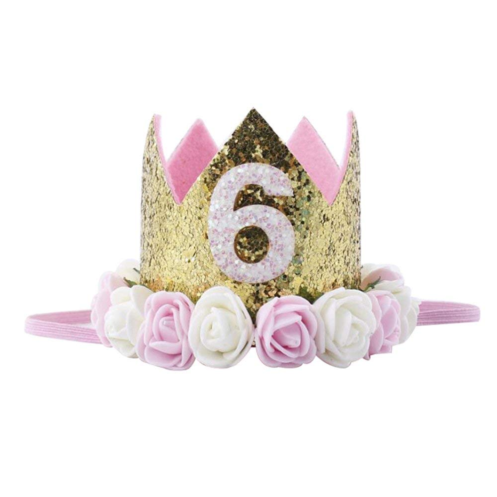 Princess Crown,Baby Crown Tiara Crystal Hat Gold Flower Design Kids First Birthday Gift