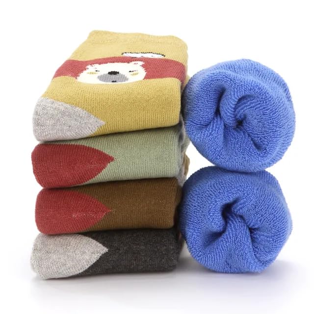 Khillayox Kids Warm Woolen Ankle Socks For Winter  Baby Boys And Girls Thick Terry Toddler Socks Pack Of 5 (35 Years)