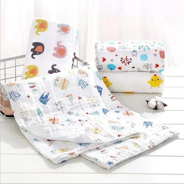 Teri Beri Muslin Cotton Printed Bath Towel For Babies Cotton Super Soft Towels For Newborn Baby Highly Absorbent Bathing Towel,K
