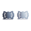 Frigg Lucky Symmetrical Silkysoft Silicone Baby Pacifier | Made In Denmark | Bpa-Free (Slate/Powder Blue, 0-6 Months)