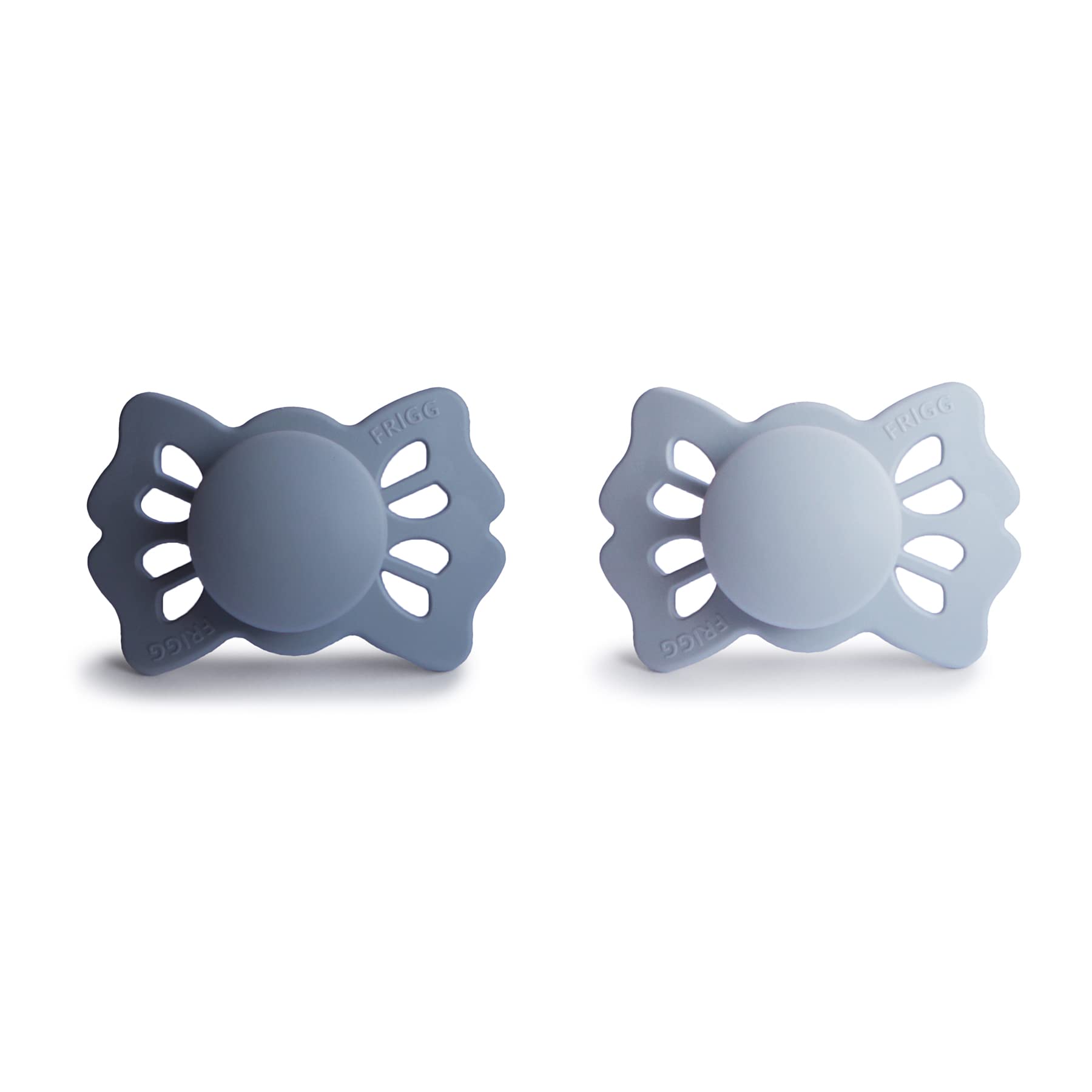 Frigg Lucky Symmetrical Silkysoft Silicone Baby Pacifier | Made In Denmark | Bpa-Free (Slate/Powder Blue, 0-6 Months)
