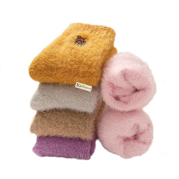 Khillayox Kids Warm Woolen Winter Anklet Socks  Cartoon Fuzzy Fur Ankle Length For Baby Boys And Girls (35 Years, 3), Multicol