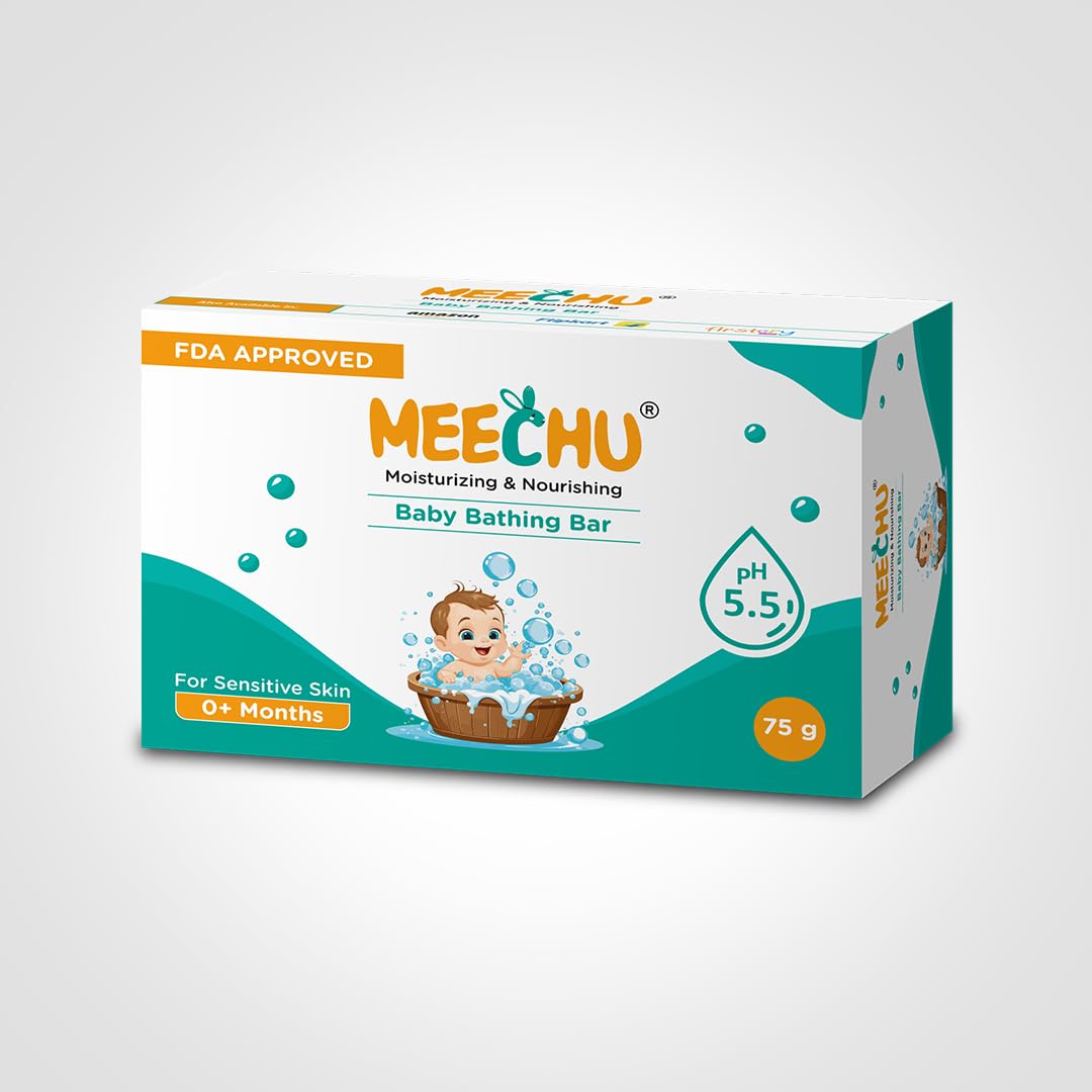 Meechu Moisturising Baby Bathing Bar 75Grm, Baby Bar With Ph5.5 Skin Friendly