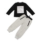 Modntoga Toddler Kids Boys Autumn And Winter Clothes Set Letter Print 2 Pieces Set Boys Cotton Clothing Set (Black+Gray, 5-6X)