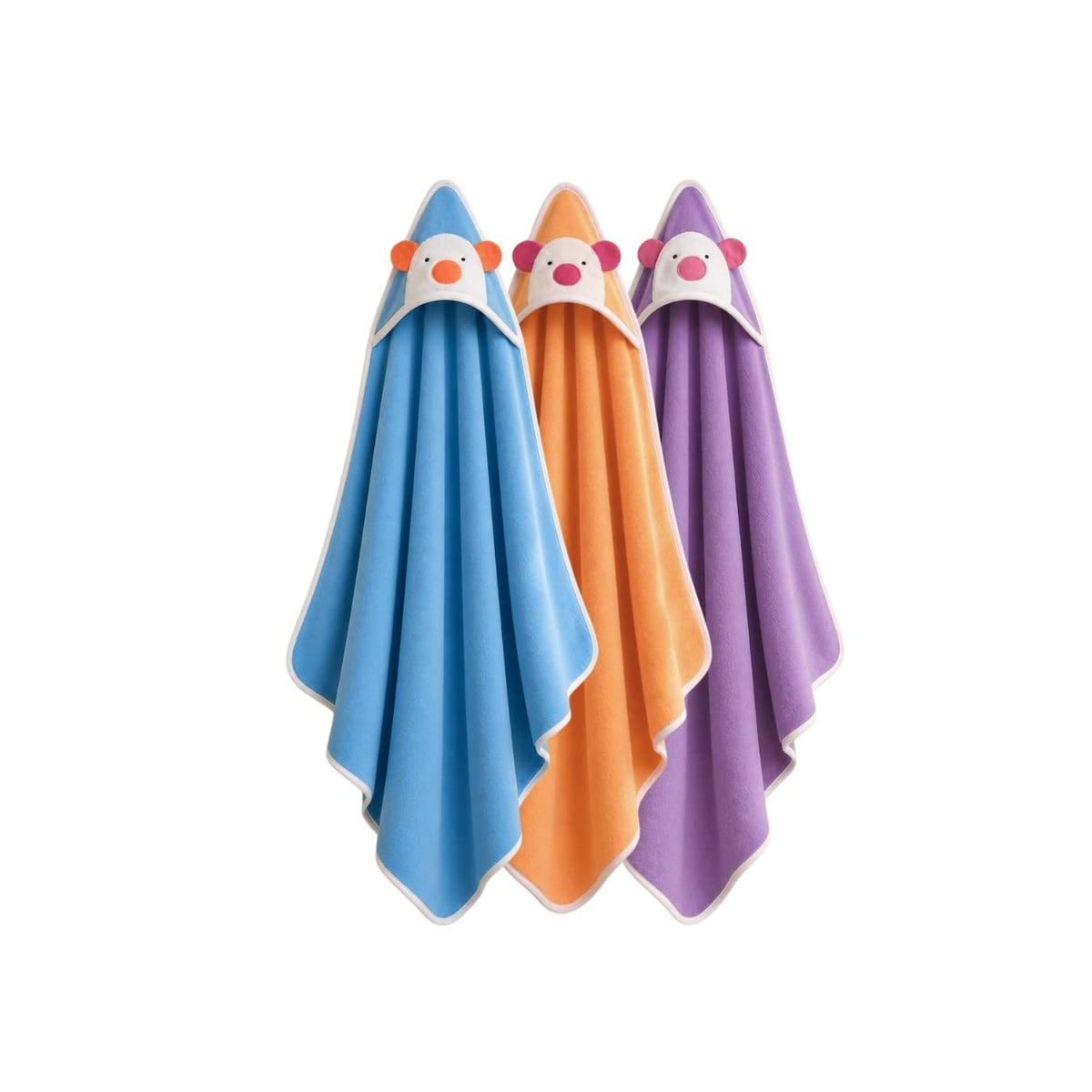 Animal Hooded Baby Bath Blankets with Cute Bear Faces and Soft Absorbent Fabric for Infants