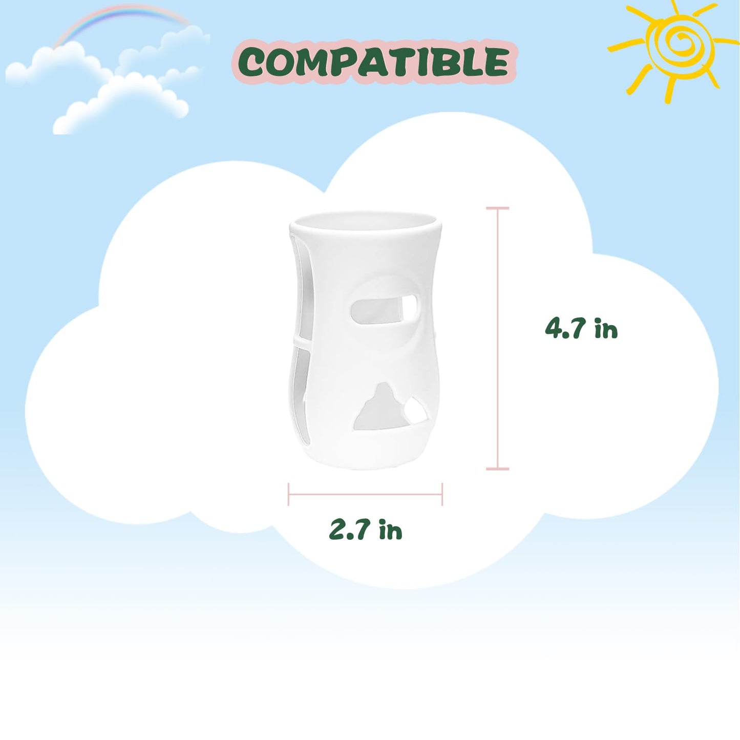 Silicone Sleeve For Philips Avent Natural Glass Baby Bottles 8 Oz, Anti Breakage Cover Sleeves, Pack Of 3