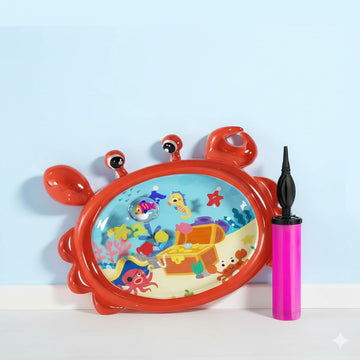 Zivik 112  87 Cm Baby Inflatable Tummy Time Water Mat | Crab Shape Sensory Play Mat | LeakProof BpaFree Pvc | Warm & Cold Wate