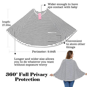 Baby Nursing Cover & Nursing Poncho - Multi Use Cover For Baby Car Seat Canopy, Shopping Cart Cover, Stroller Cover, 360 Full Pr