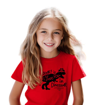 Kids Toddler Baby Girls Boys Valentine'S Day T-Shirt Short Sleeve Love Heart Dinosaur Cotton Tops(Red Rawr Dinosaur,5T