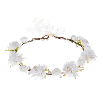 Ddazzling Girls Breath Crown Flower Girl Crown Floral Headband Wedding Hair Wreath Photo Props (White)
