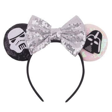 Foeran Mouse Ears Headbands Shiny Bows Mouse Ears Glitter Party Princess Decoration Cosplay Costume For Girls Women (Star Wars/W