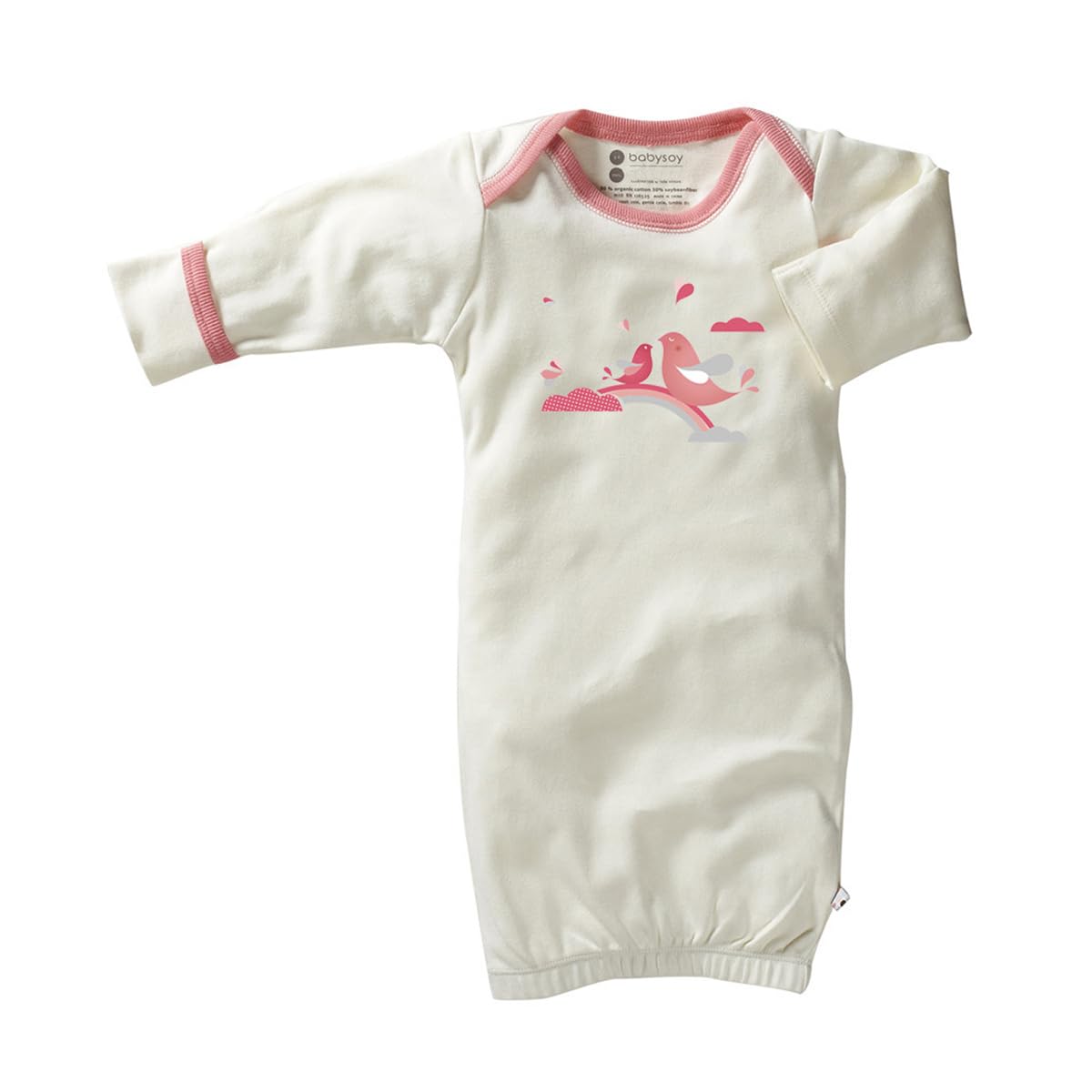Babysoy Baby Organic Bundler Newborn Gown (0-3 Months, Magpie)