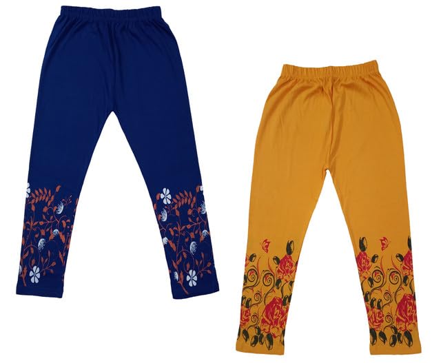 Girls Cotton Printed Capri 3/4th Leggings (Pack of 2) Multicolor85
