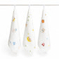 Muslin 6 Layer 100% Organic Bamboo Cotton Face Towels for Newborn Baby Extra Soft Muslin Burp Cloths Pack of 3, 25 x 25 cm