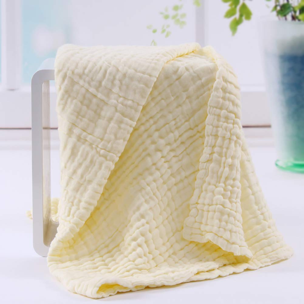 MomS Home Cotton Baby Super Soft Absorbent Muslin 6 Layer Wash Towel 100X100 Cm  (03 Years) Yellow
