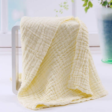 MomS Home Cotton Baby Super Soft Absorbent Muslin 6 Layer Wash Towel 100X100 Cm  (03 Years) Yellow