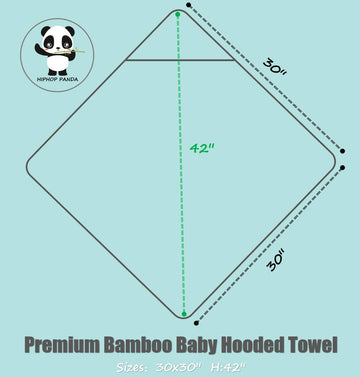 Hiphop Panda Bamboo Hooded Baby Towel - Soft Hooded Bath Towel For Babie, Toddler,Infant, For Boy And Girl - (Grey Elephant, 30