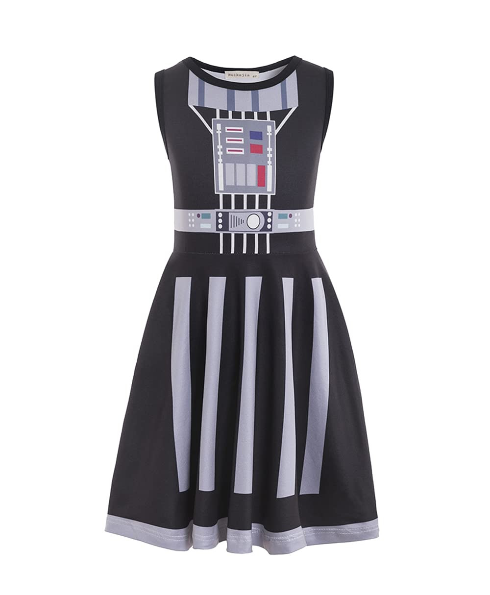 Ruikajia Rey Costume Chewbacca Rhinestone Costume Princess Leia Costume Darth Costume BB8 R2D2 (Black, 8 Years)