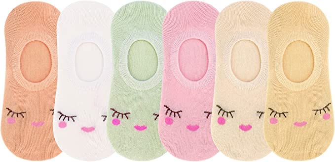 Ketkar Girls Cotton No Show Low Cut Socks Loafer Shoe Foot Liner MultiDesign_Pack Of 05(69 Years,Multicolour)