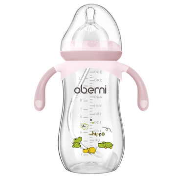 Oberni Toddler Milk Bottle 330ml/11oz, AntiColic Baby Bottle with Fast Variable Flow Nipple for 12 Months, Weigthed Straw, Non