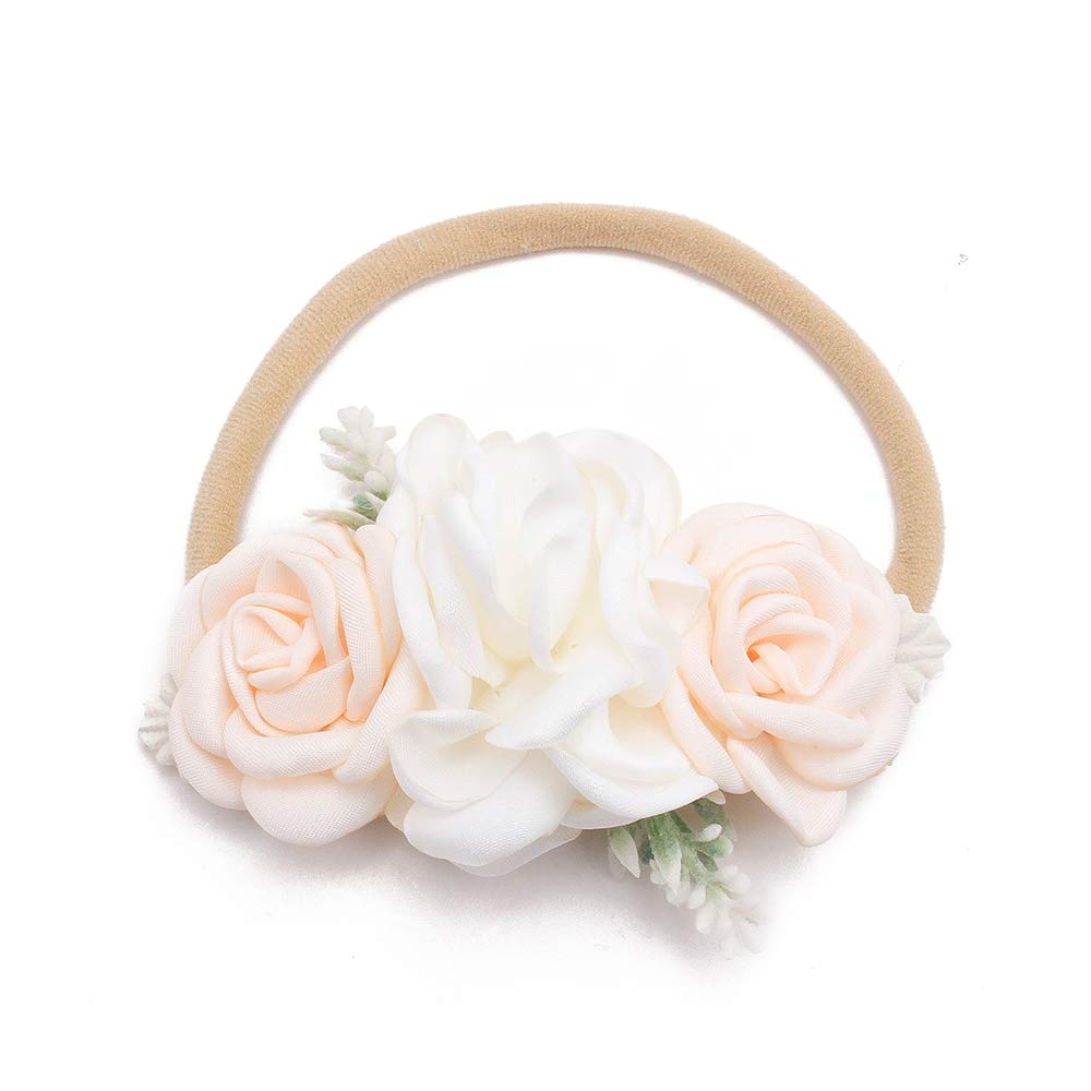 Nuwajp 4 Pcs Baby Girls Headbands Flowers Hairbands Soft Nylon Elastics Hair Bows Handmade Floral Hair Accessories For Newborn I
