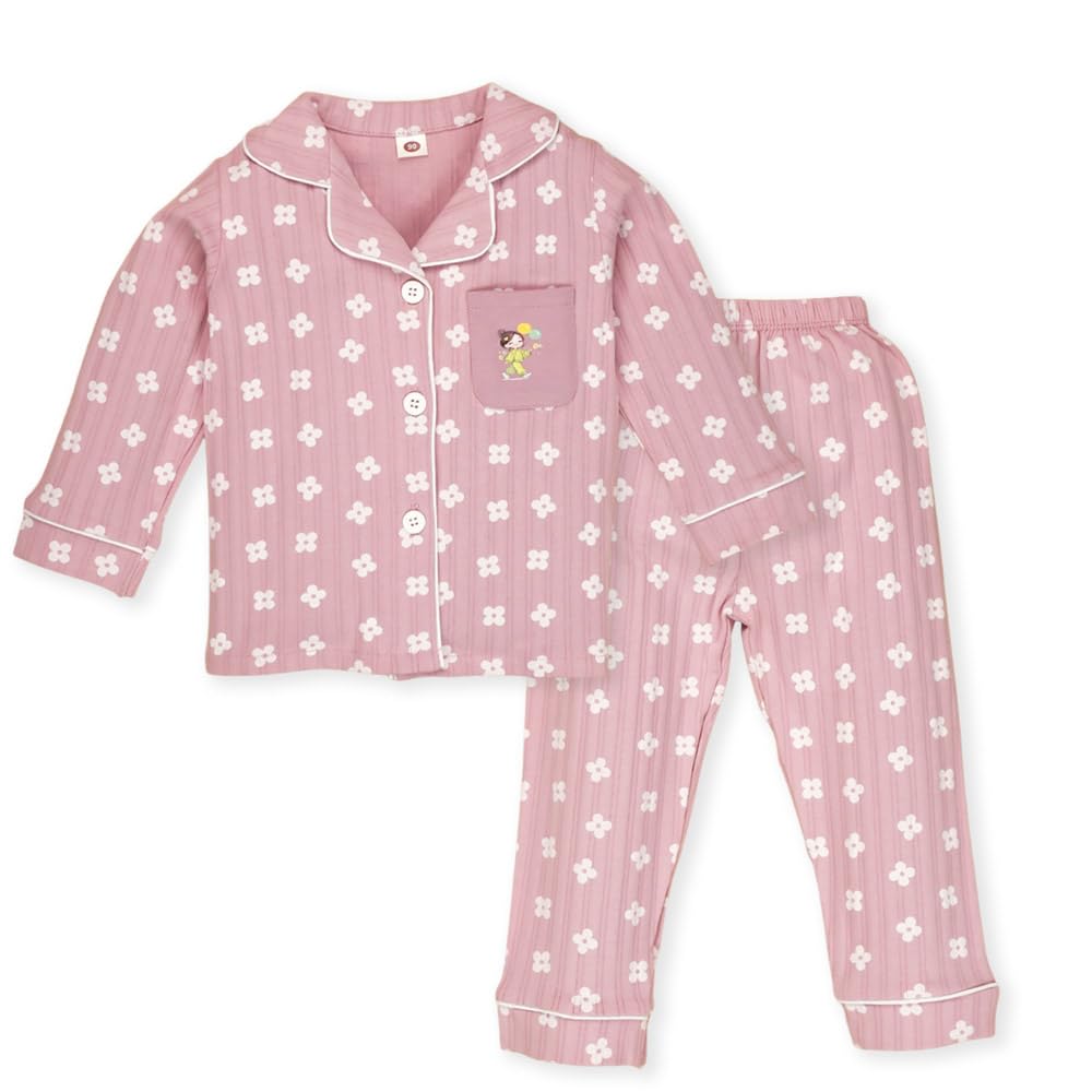 Little Surprise Box,Pink Flowers Print Soft Cotton Kids Nightsuit34Y