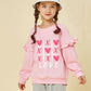 Little Hand Toddler Girls Love Heart Sweatshirts Valentines Day Ruffle Sleeve Pink Shirts Clothes 2T