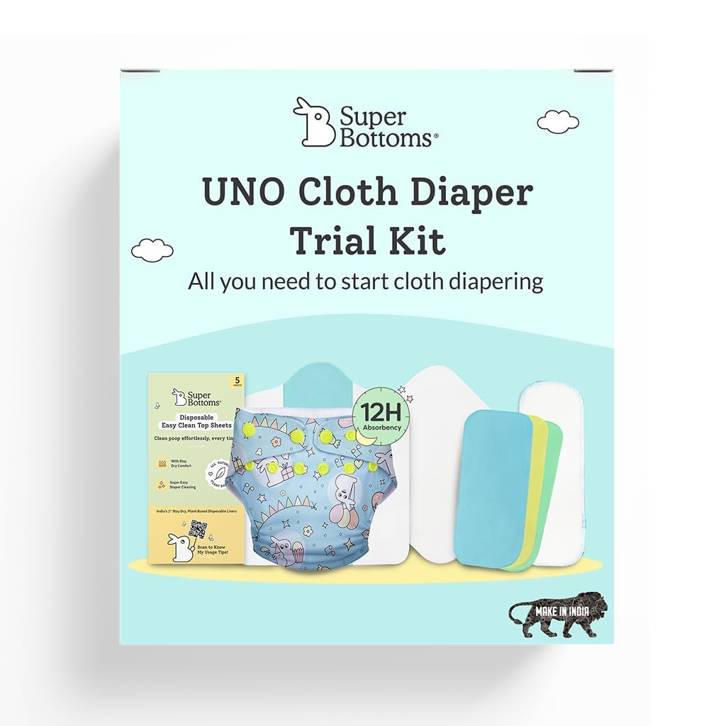 Superbottoms Uno Cloth Diaper Trial Kit  Reusable And Washable Cloth Diapers For Babies 0 To 3 Years | Leakproof, All Night Clo