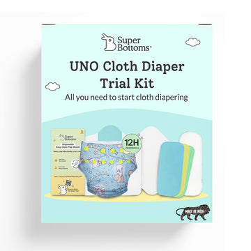 Superbottoms Uno Cloth Diaper Trial Kit  Reusable And Washable Cloth Diapers For Babies 0 To 3 Years | Leakproof, All Night Clo