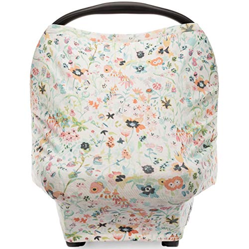 Parker Baby 4 In 1 Car Seat Cover For Girls - Stretchy Carseat Canopy, Nursing Cover, Grocery Cart Cover, High Chair Cover - 'B