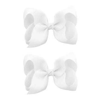 2 PCS 6inchs Hair Bows for Girls Grosgrain Ribbon Hair Bow Alligator Clips Hair Accessories for Baby Girls Toddlers(White)