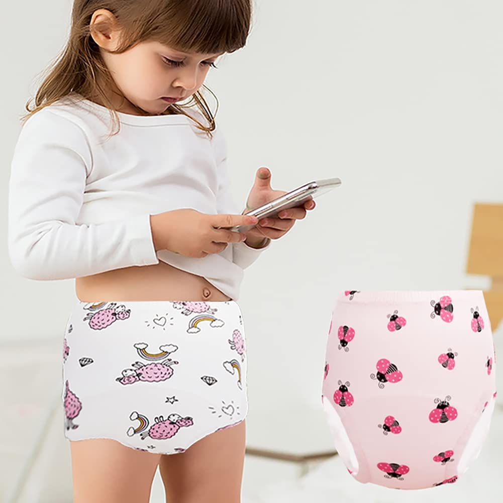 Jacklovebriefs Potty Training Pants For Girls, Toddler Learning Designs Training Underwear Pants(8 Packs, White, 3-4T, M)