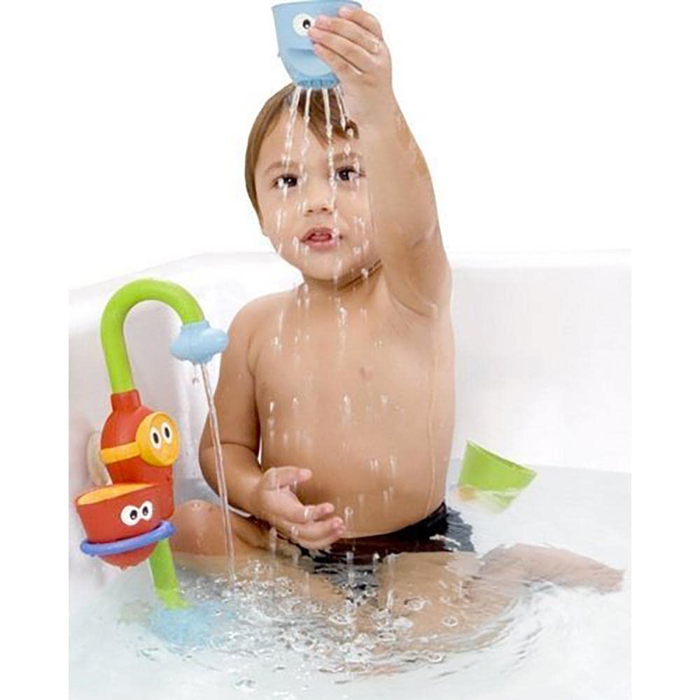 Yookidoo Toddler and Baby Bath Toy (Ages 1-3): Flow N Fill Spout-3 Stackable Play Cups - Battery Operated Moveable Hose Toy and