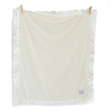 Luxury Baby Blanket with Satin Trim in Luxe Plush, Ivory