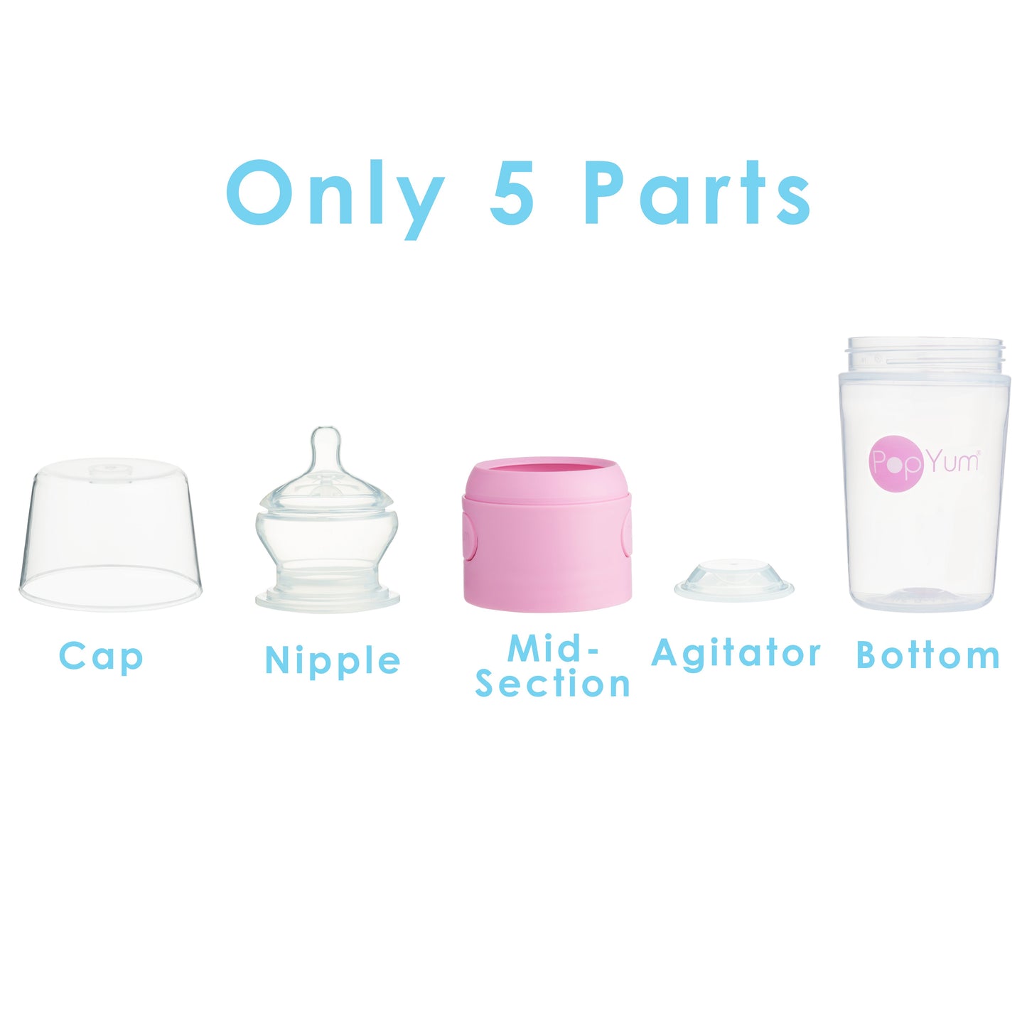 PopYum Pink 10 Piece Bundle: Bottle Set + 3 Nipple 2-Packs