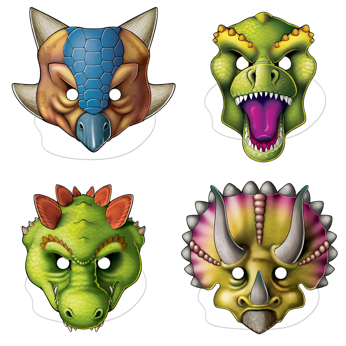 Dinosaur Masks, (Pack Of 12)